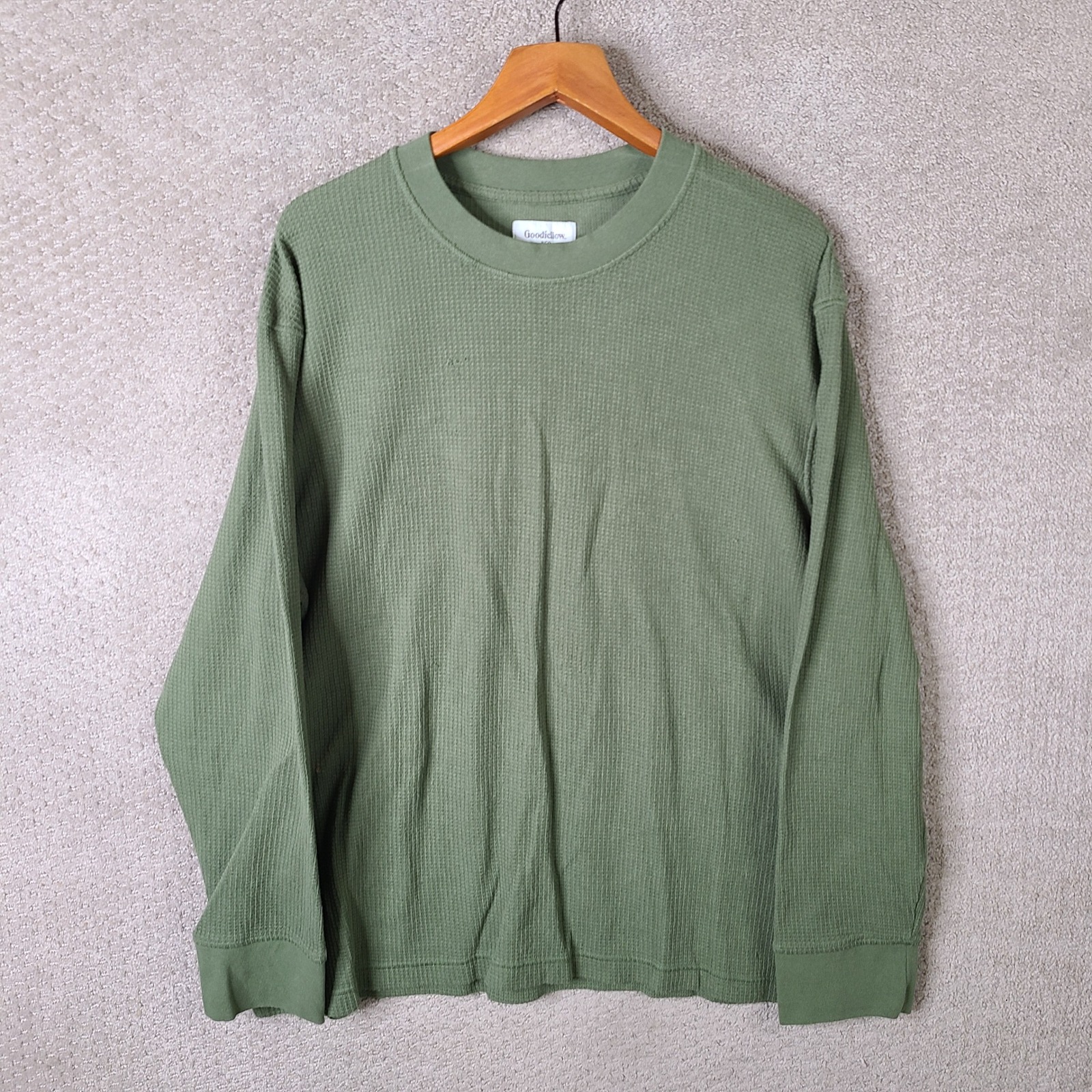 Goodfellow & Co Shirt Mens Xxl Green Waffle Knit Thermal Long Sleeve Casual